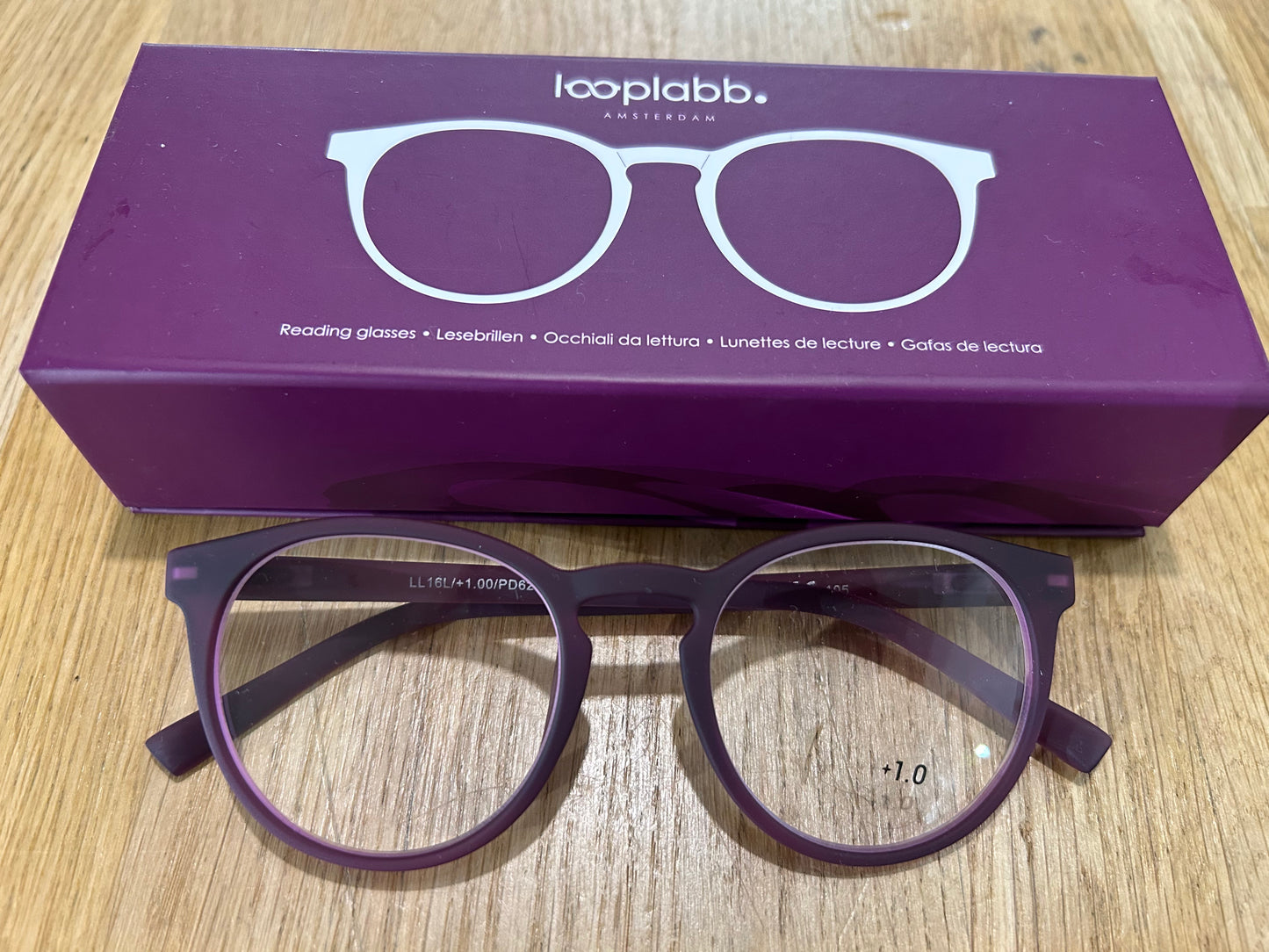 Looplabb Papillon deep purple leesbril