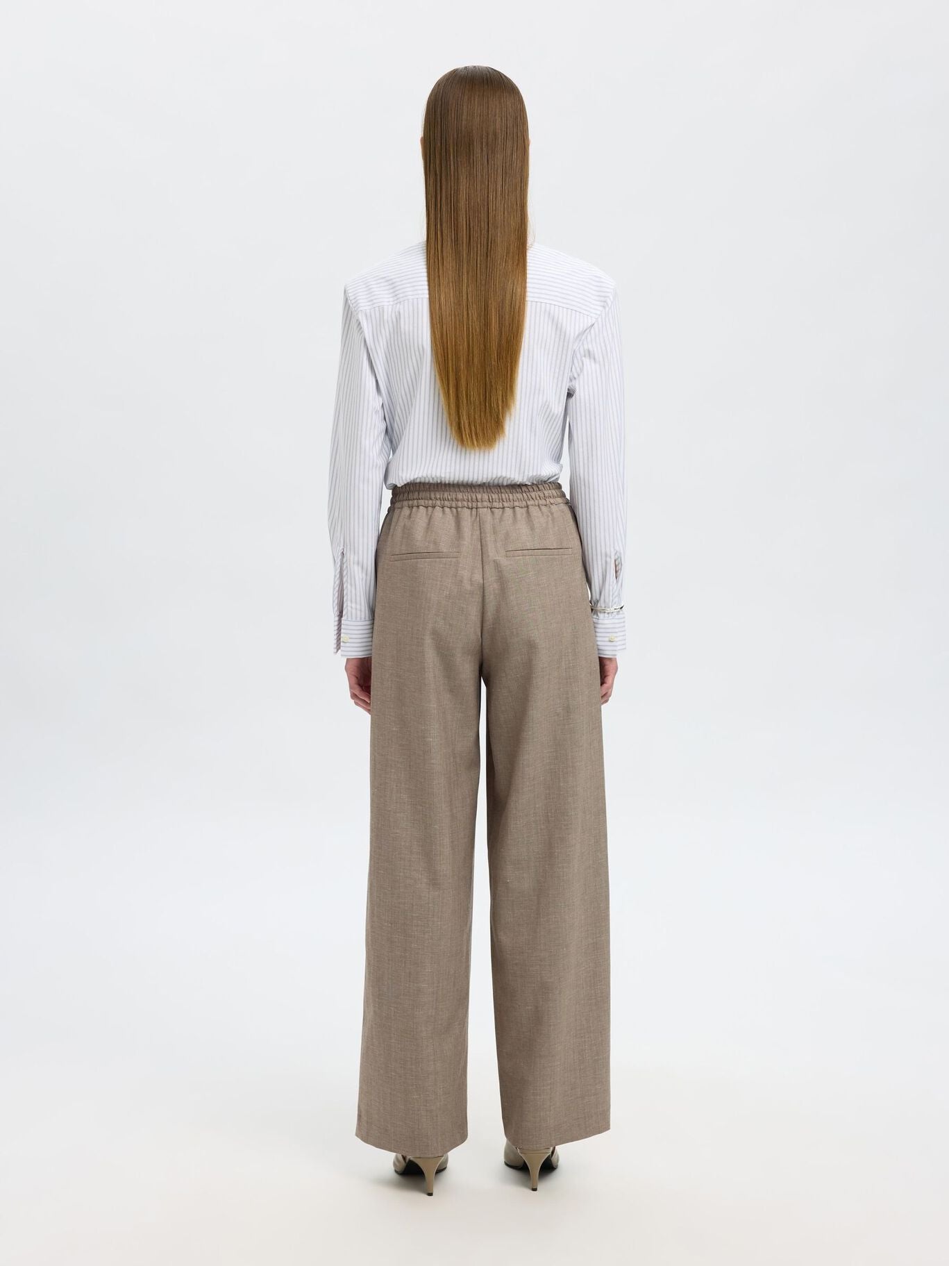 SLFMELLI HW EXTRA WIDE PANT OATMEAL