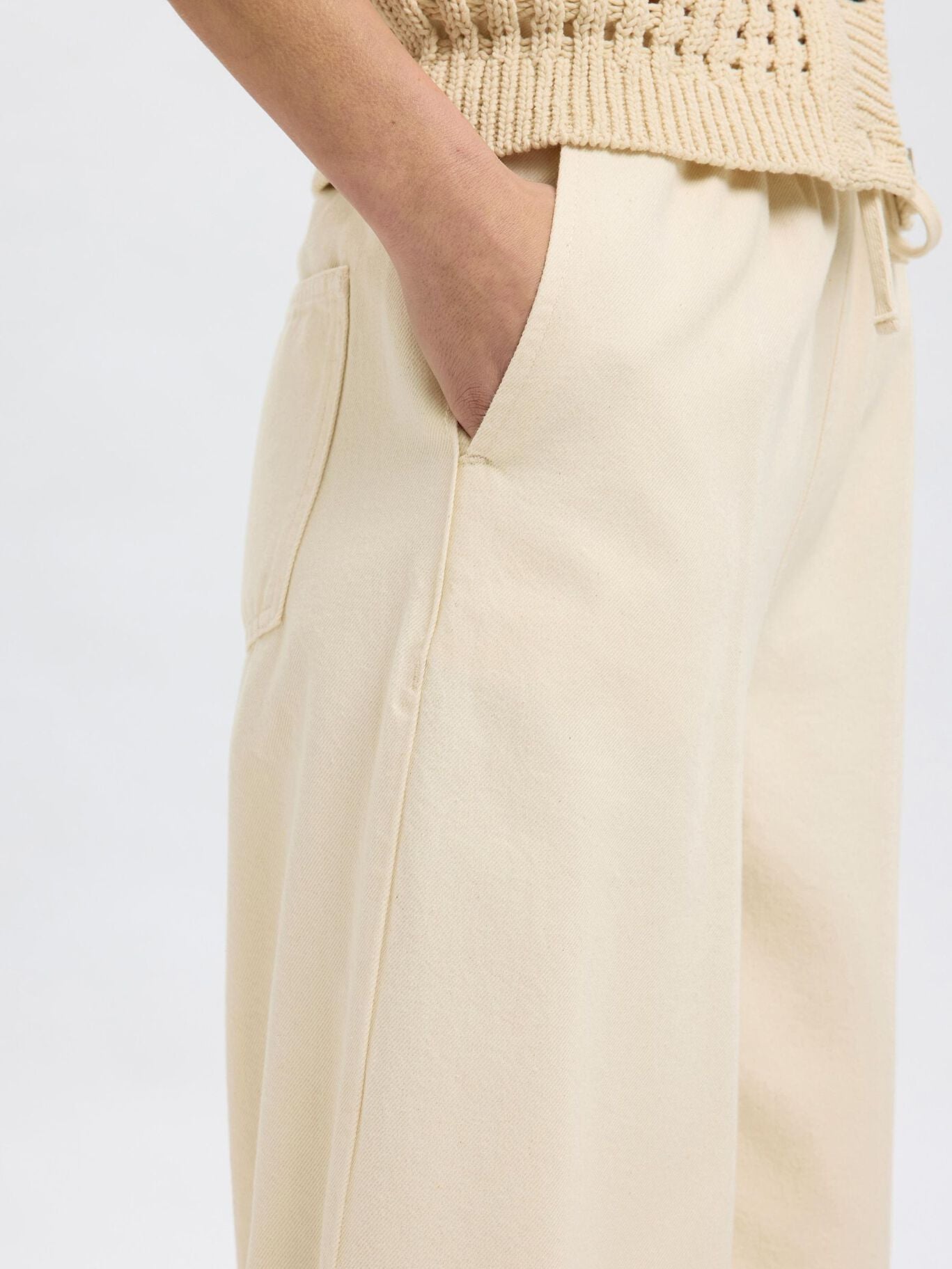 Relaxed Denim Broek Tenni Ecru