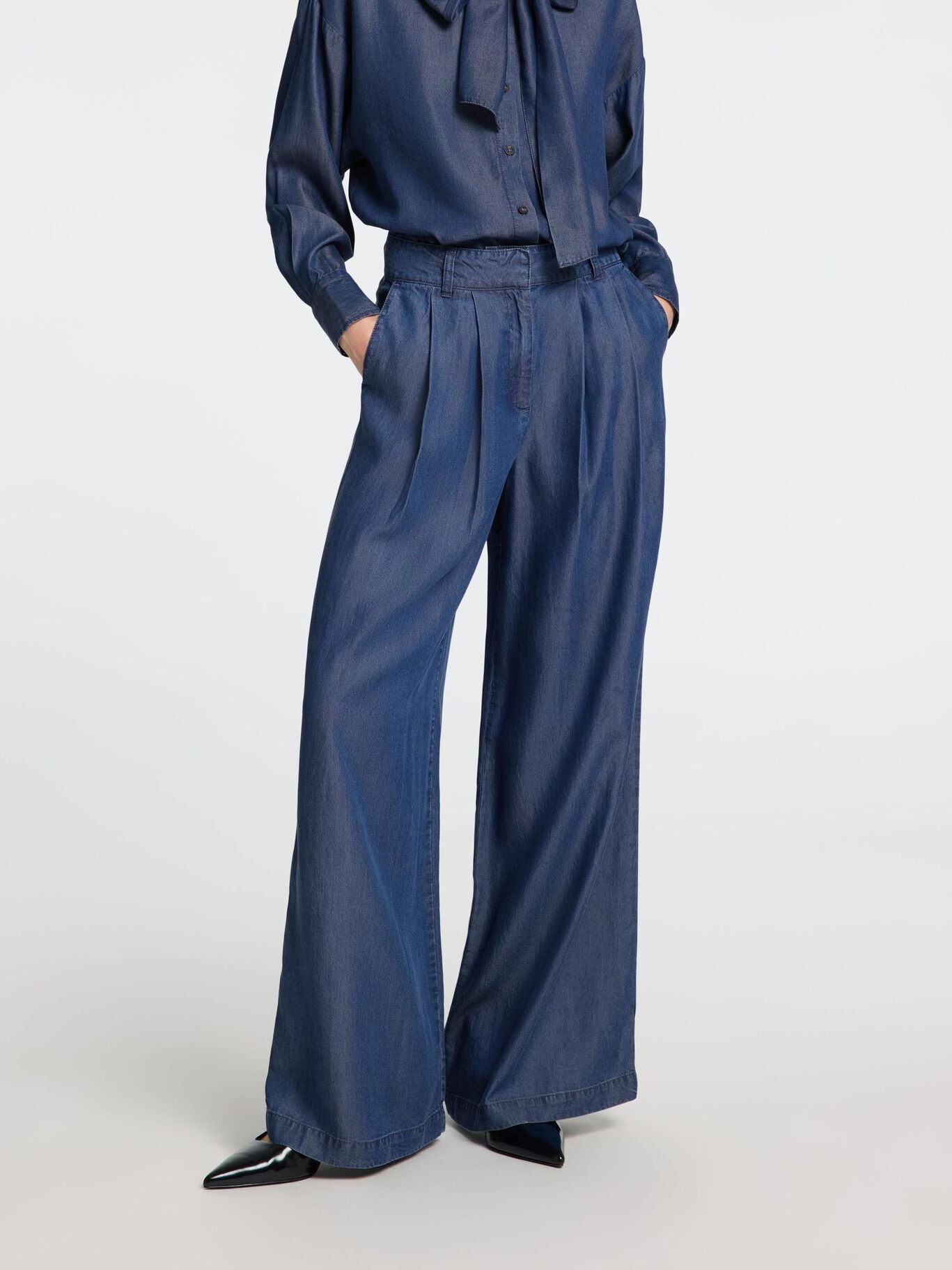 SLFNOELLA MW WIDE PANT DARK SAPPHIRE