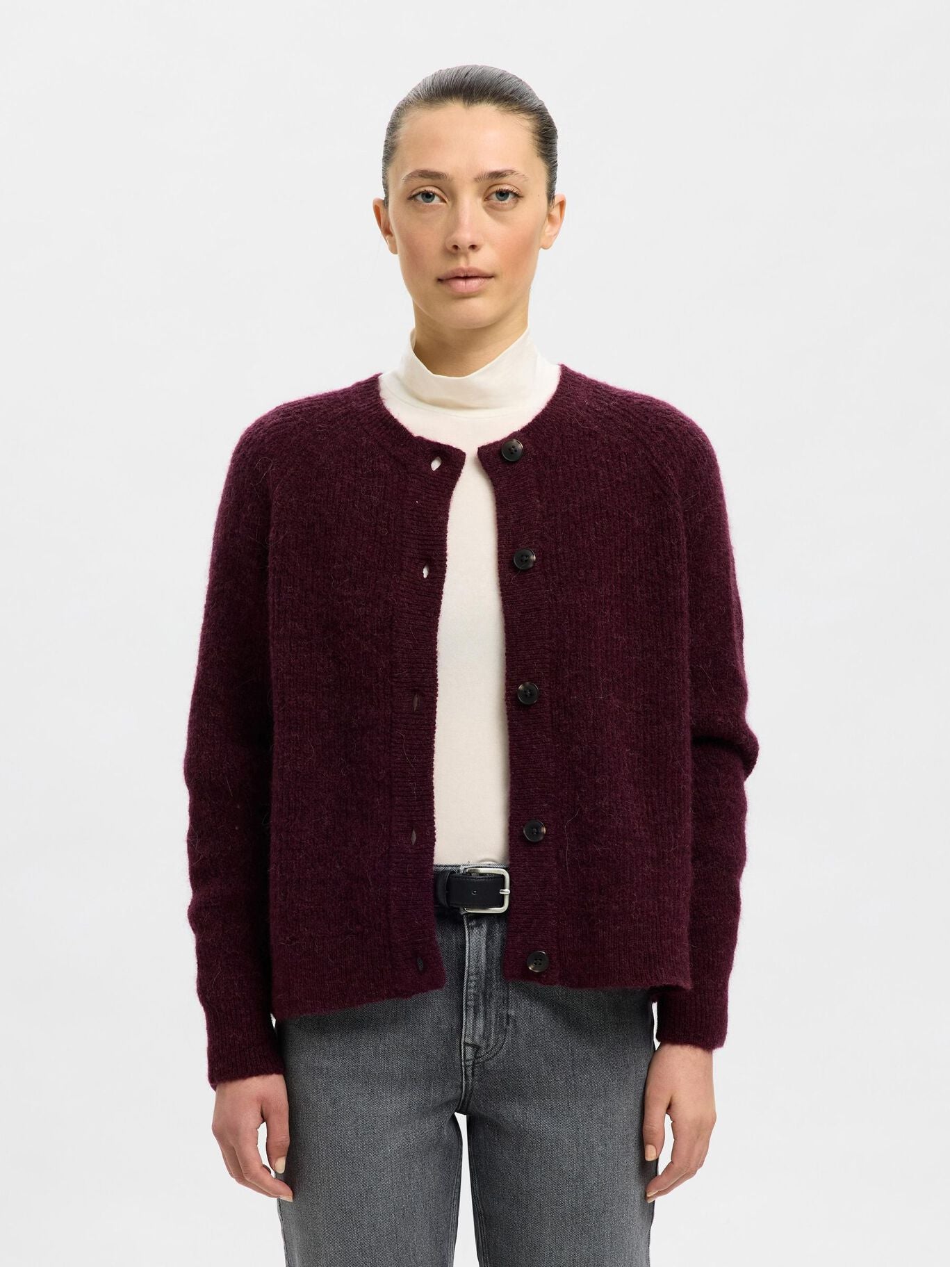 SLFLULU LS KNIT SHORT CARDIGAN FIG