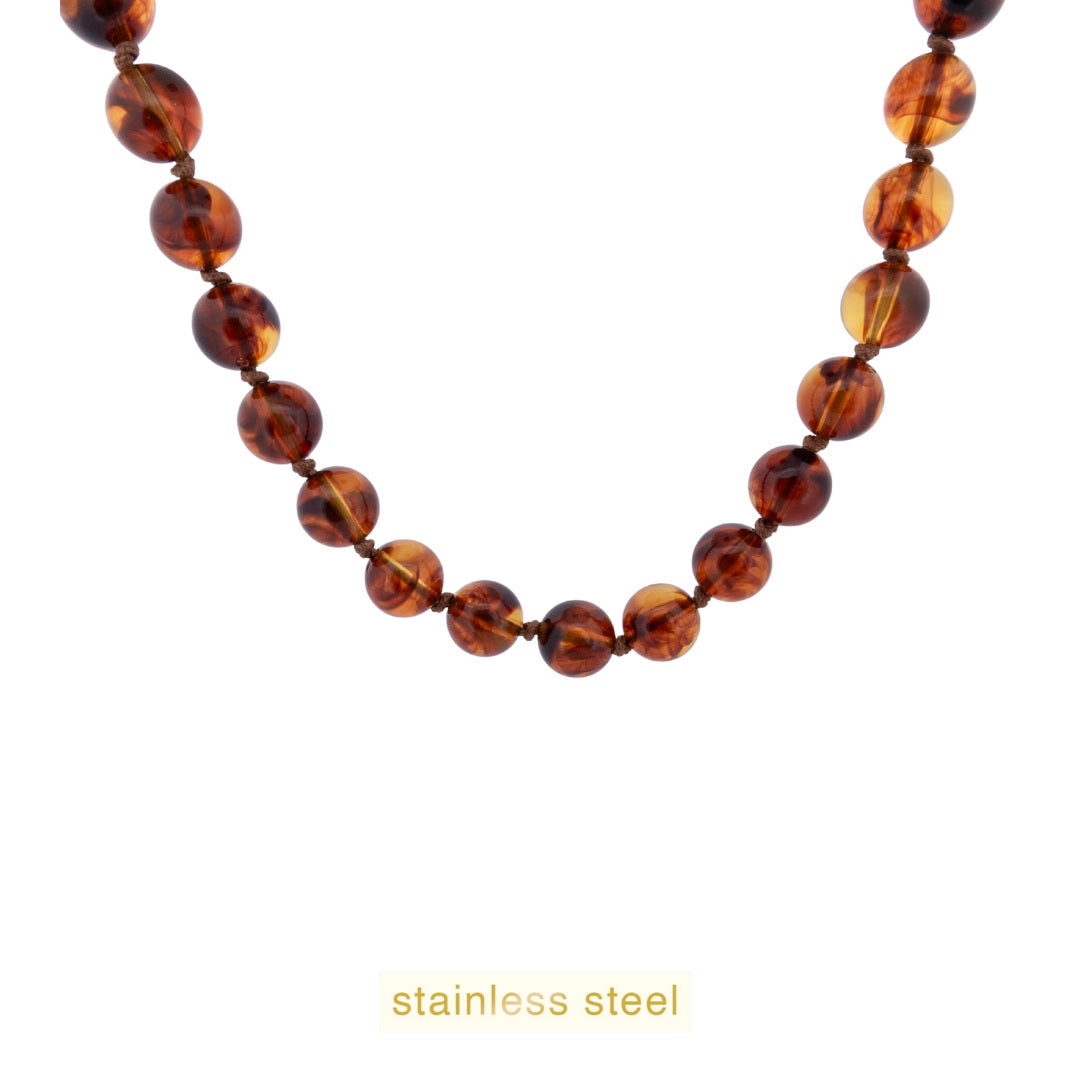 N56500-1 Big stones necklace cognac