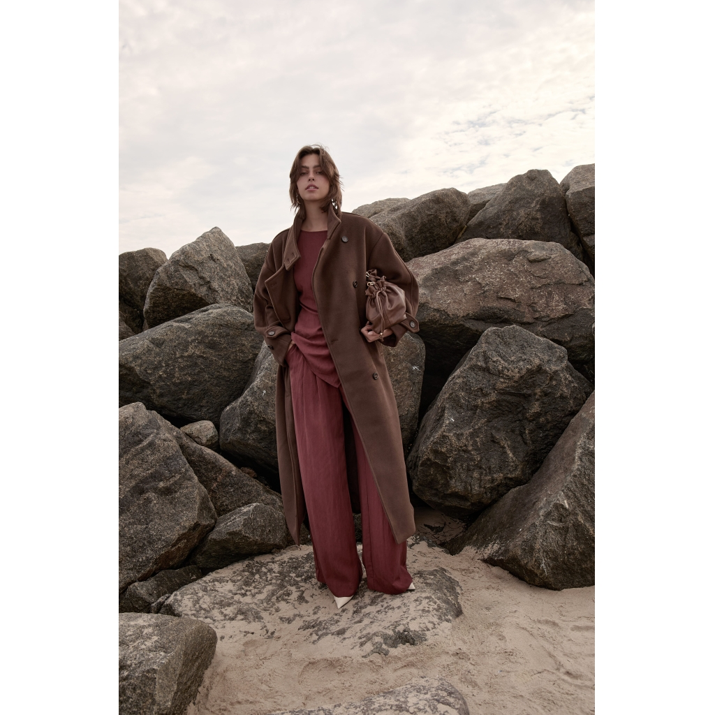 PCRebecca Wide Pant maroon red