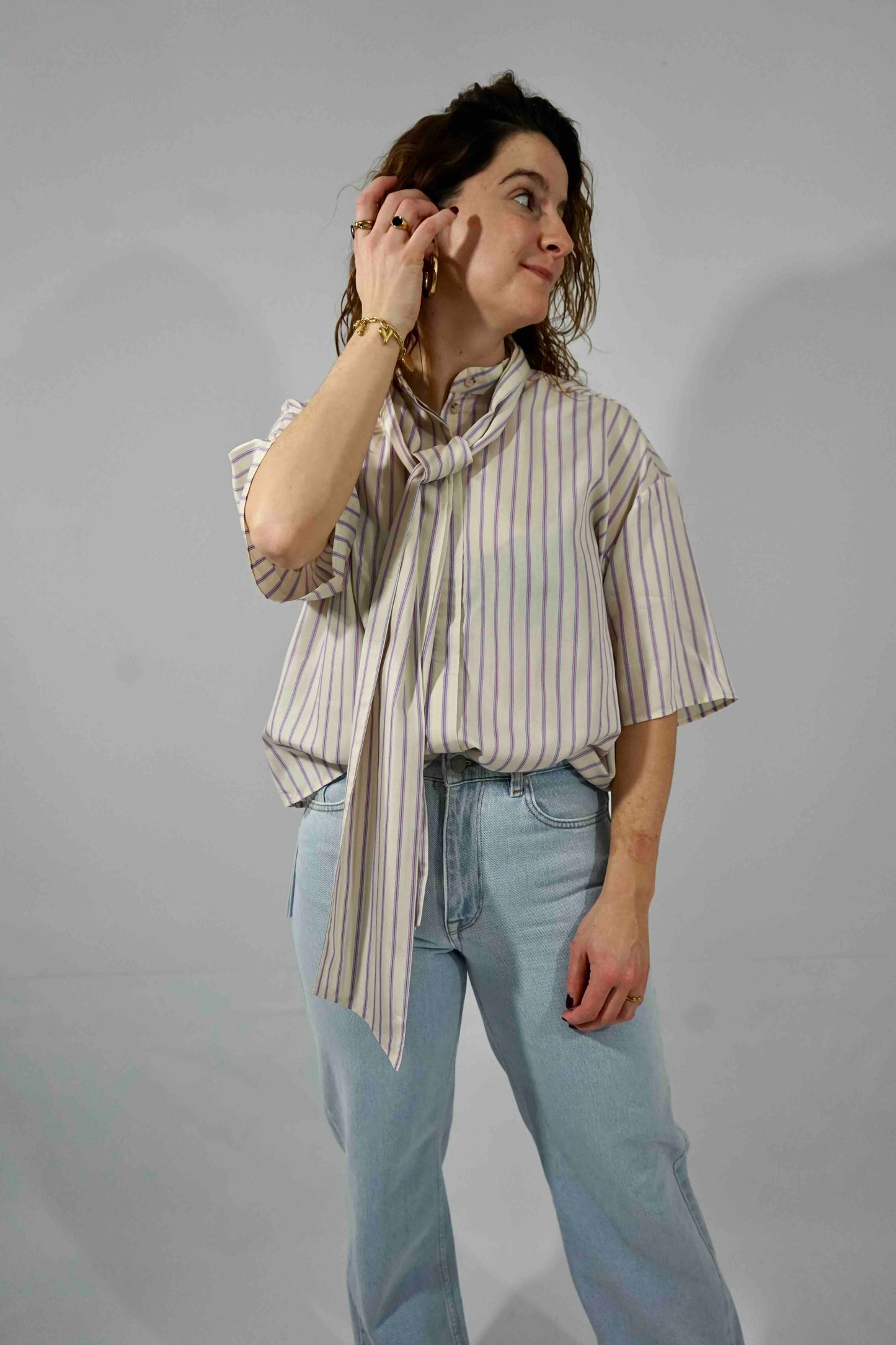 Ana-Juno 3/4 Bow Shirt Birch