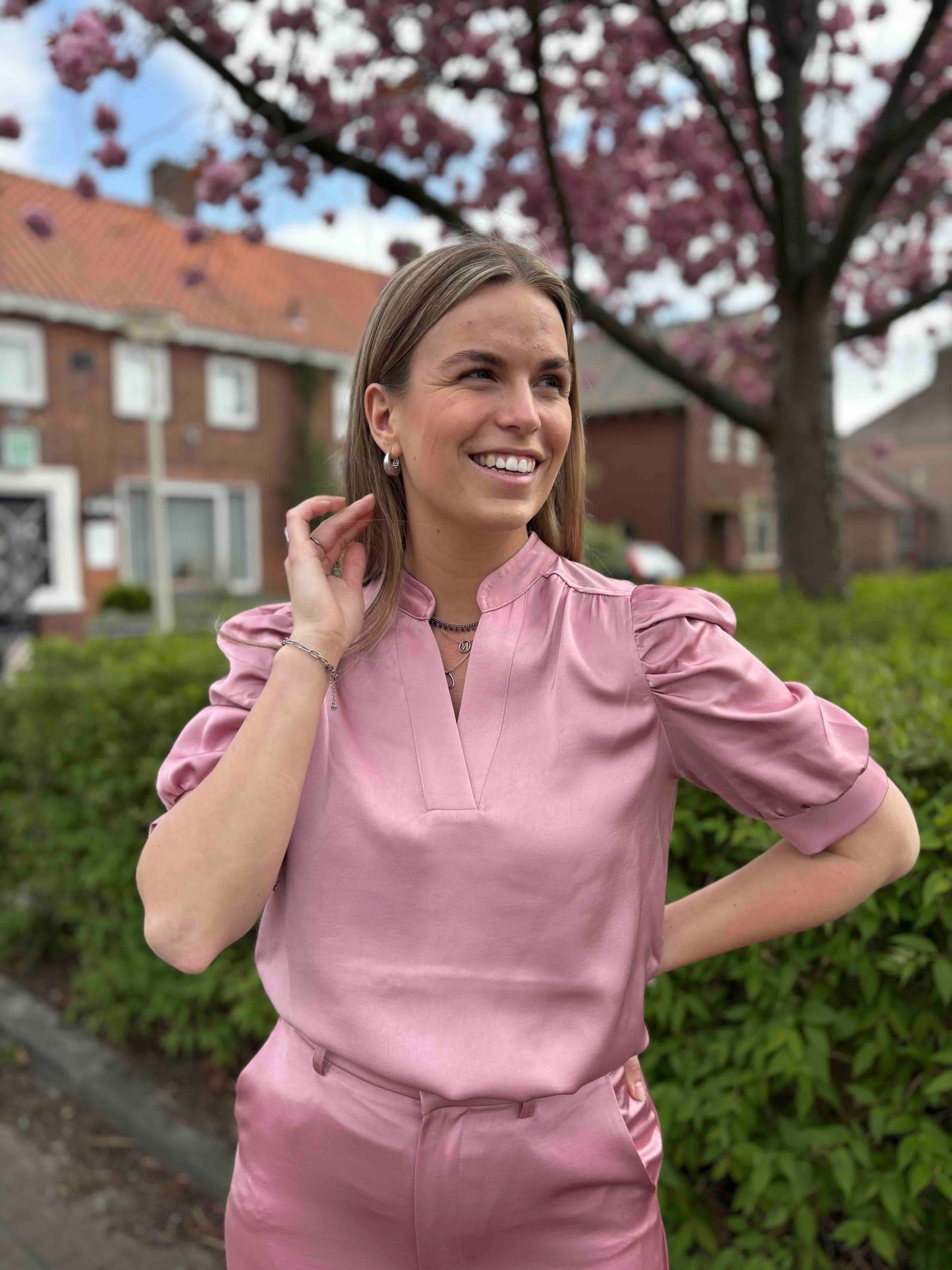 Blouse Roella Heavy Sateen Blouse Evening Rose