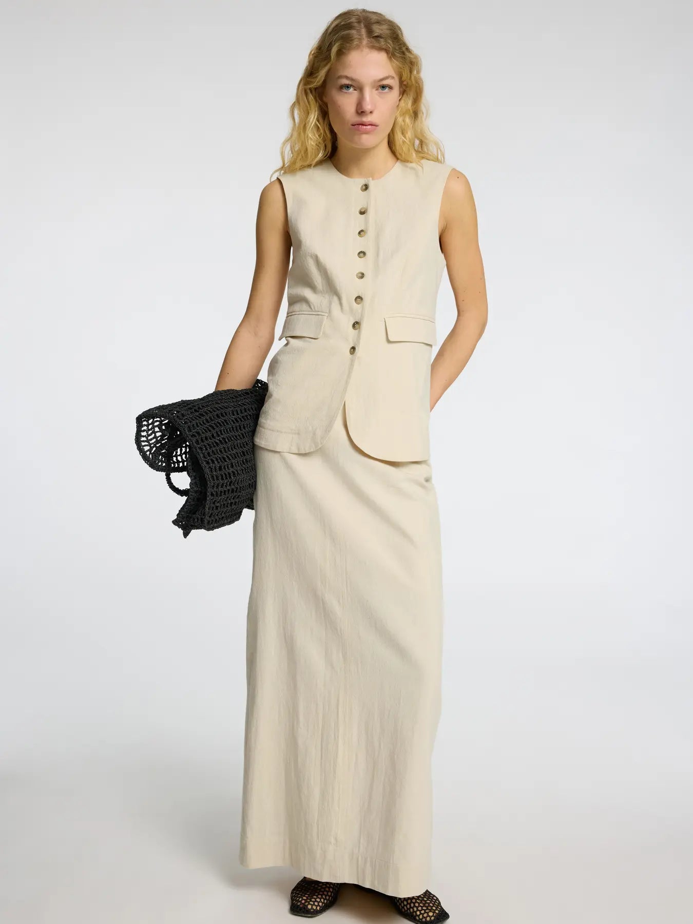 Iluna Buttoned Pocket Vest Sandshell