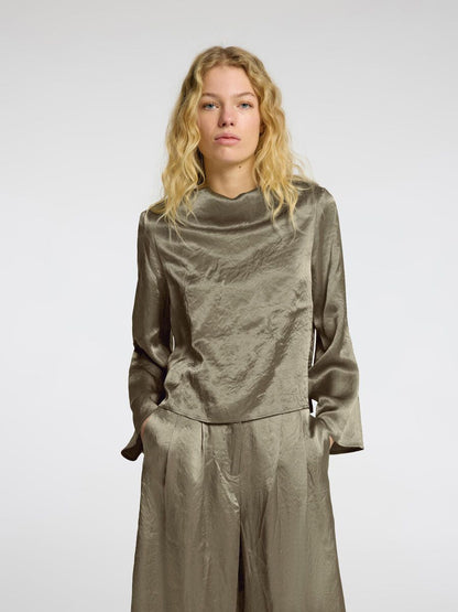 Selene Draped Neckline Top Vetiver
