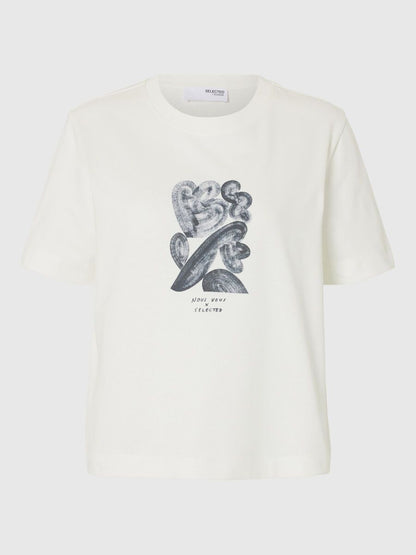 Essential Boxy Print Tee White
