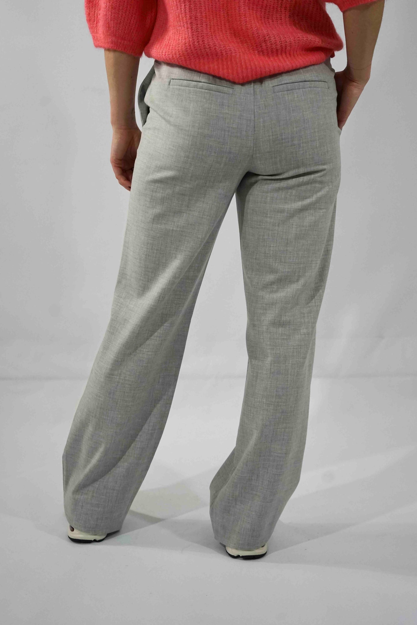 Broek Chane Straight Light Grey Melange