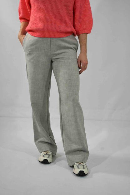 Broek Chane Straight Light Grey Melange
