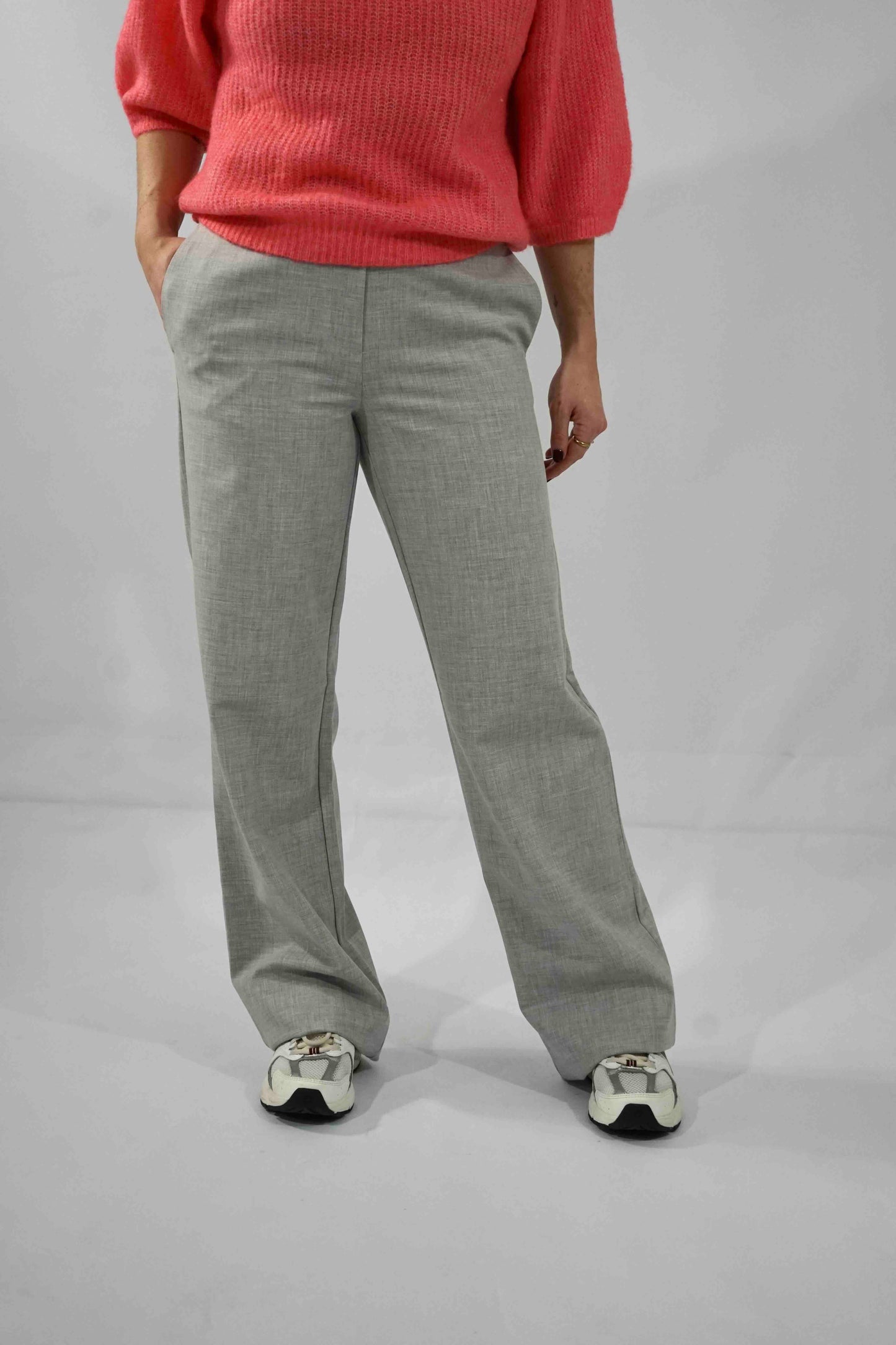 Broek Chane Straight Light Grey Melange