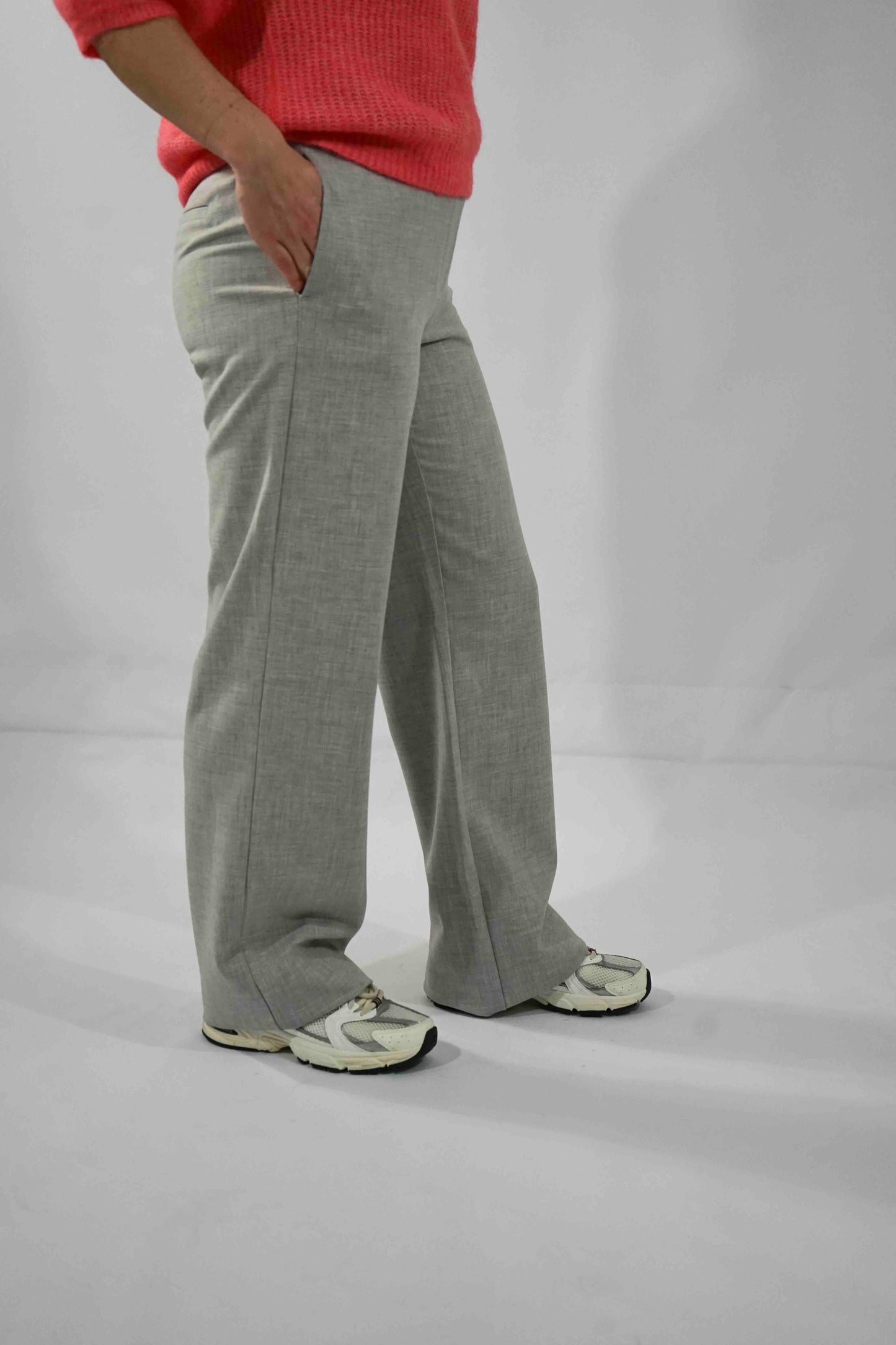 Broek Chane Straight Light Grey Melange