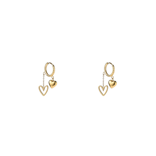 Oorbellen Double Heart Hoop E5409-2