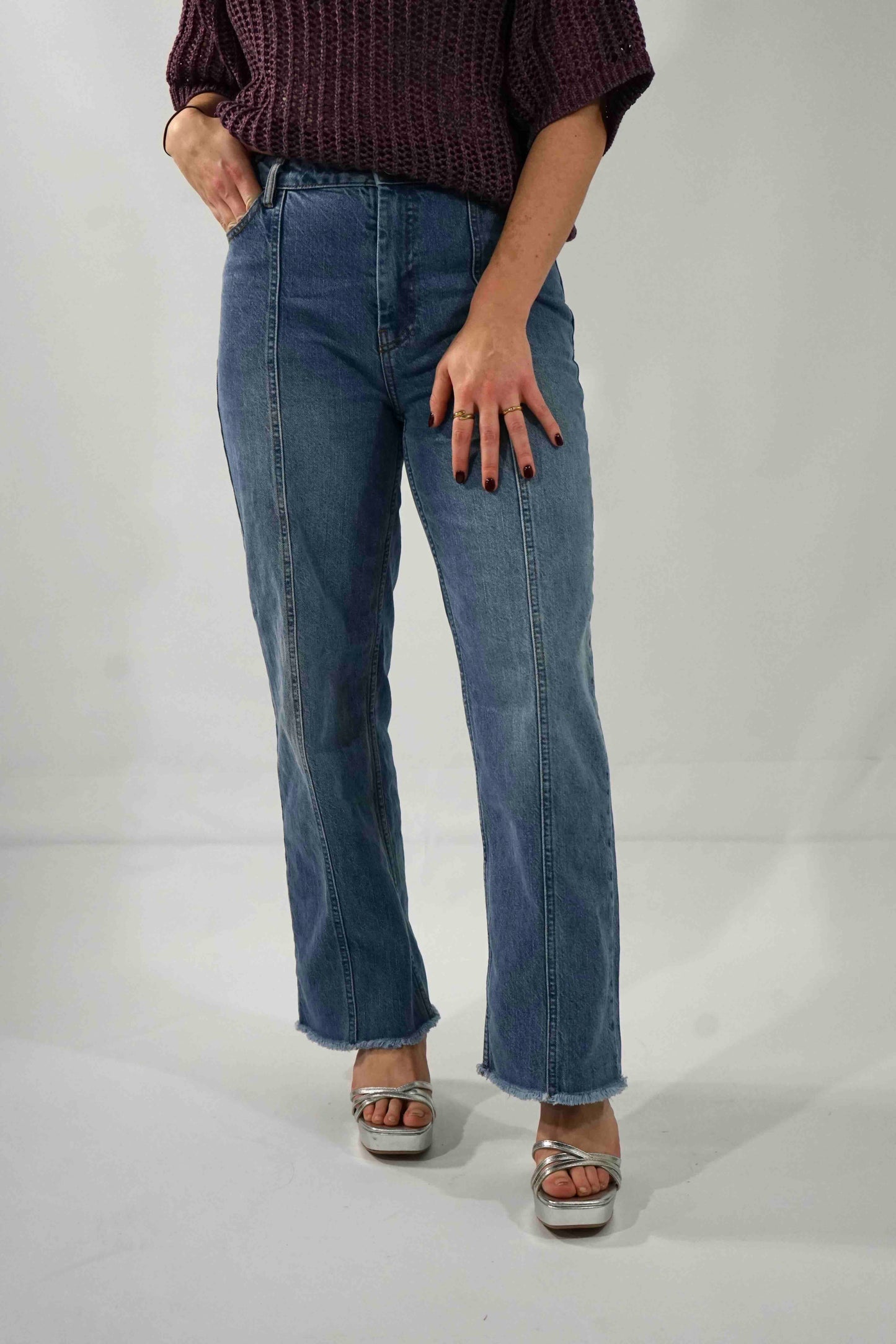 Eli Ada Straight Ankle Jeans Mid Blue Wash