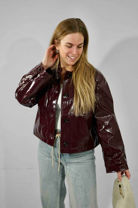 Emilia Patent Jacket Burgundy
