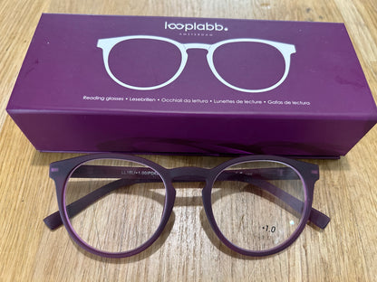 Looplabb Papillon deep purple leesbril