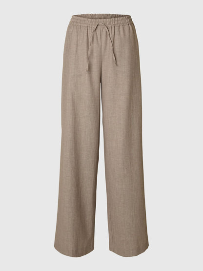 SLFMELLI HW EXTRA WIDE PANT OATMEAL