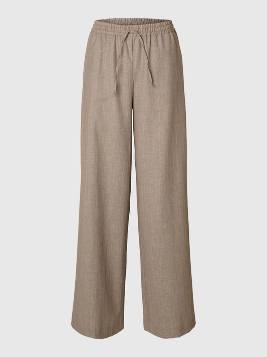 SLFMELLI HW EXTRA WIDE PANT OATMEAL