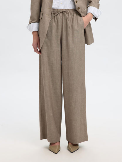 SLFMELLI HW EXTRA WIDE PANT OATMEAL