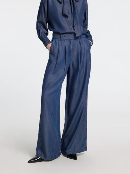 SLFNOELLA MW WIDE PANT DARK SAPPHIRE
