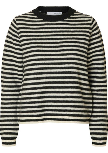 SLFANA LS KNIT O-NECK BLACK_BIRCH