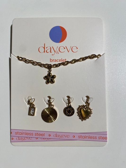 Armband met losse bedels set bloem