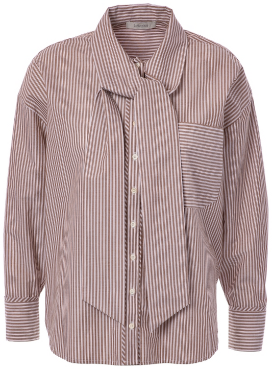 JCSophie Polo Blouse brown stripes
