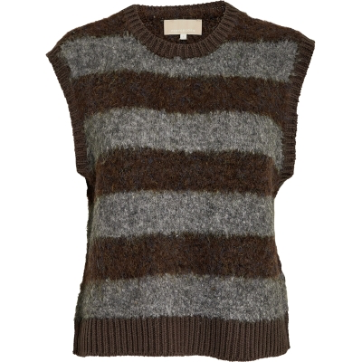 PC Satina Knit Vest java brown stripe