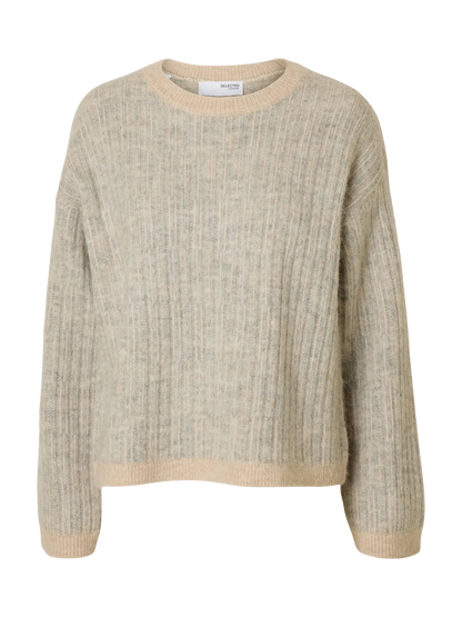 SLFAlva LS Knit Stripe o-Neck