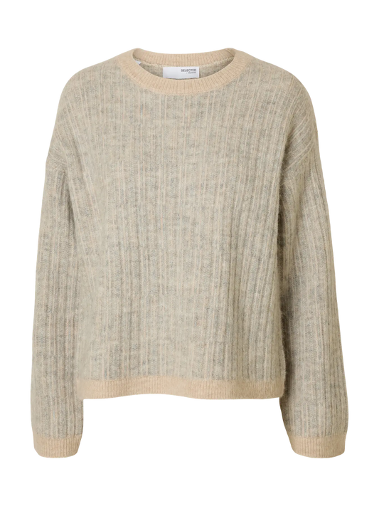SLFAlva LS Knit Stripe o-Neck