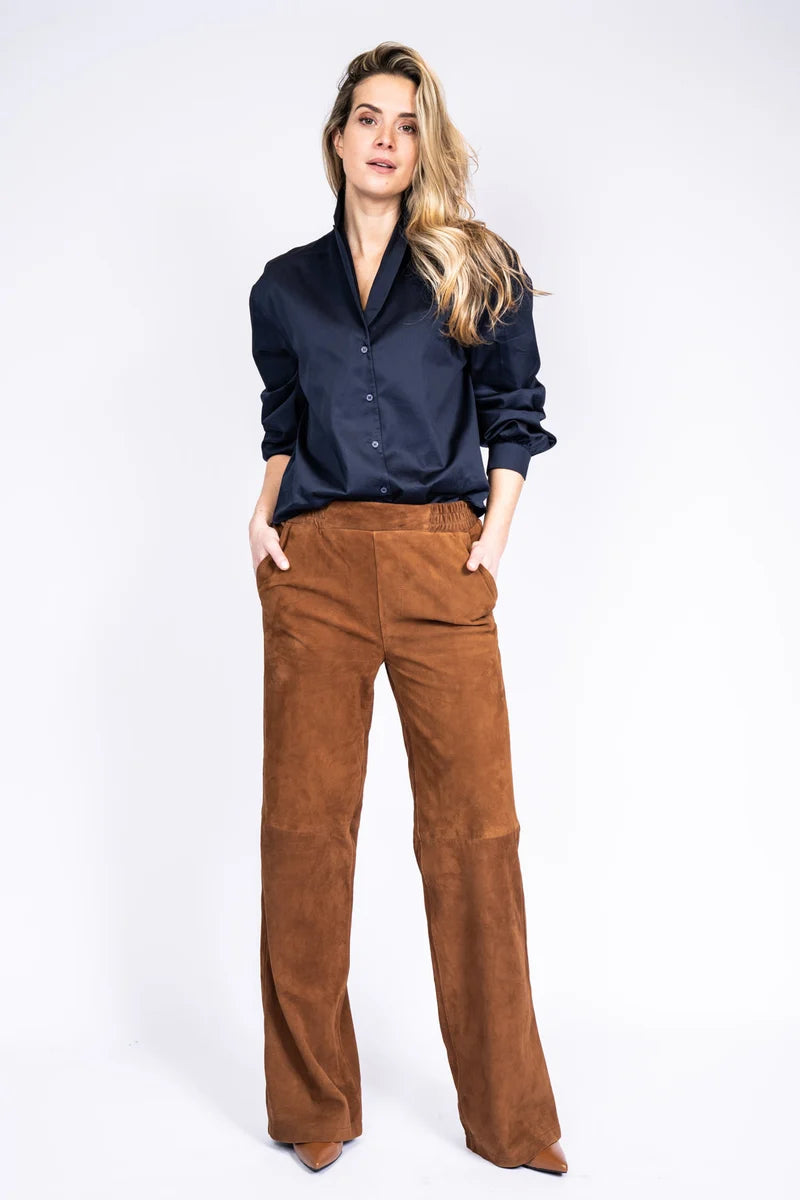 Est Seven Kaley Leather Trousers suede camel