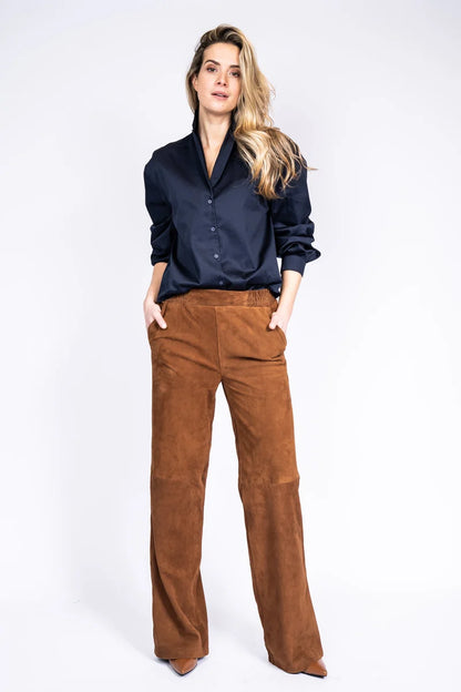 Est Seven Kaley Leather Trousers suede camel