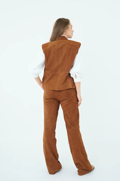 Est Seven Kaley Leather Trousers suede camel
