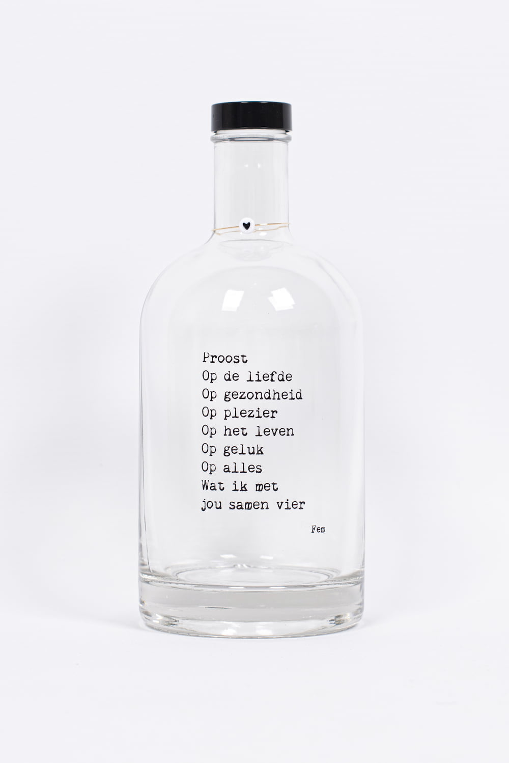 Papierpleziertjes Glazen fles met tekst