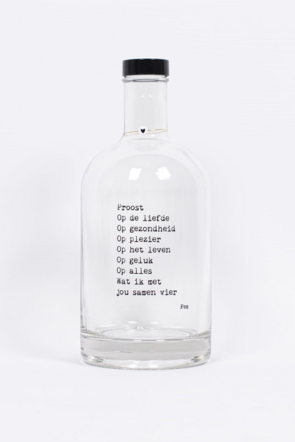 Papierpleziertjes Glazen fles met tekst