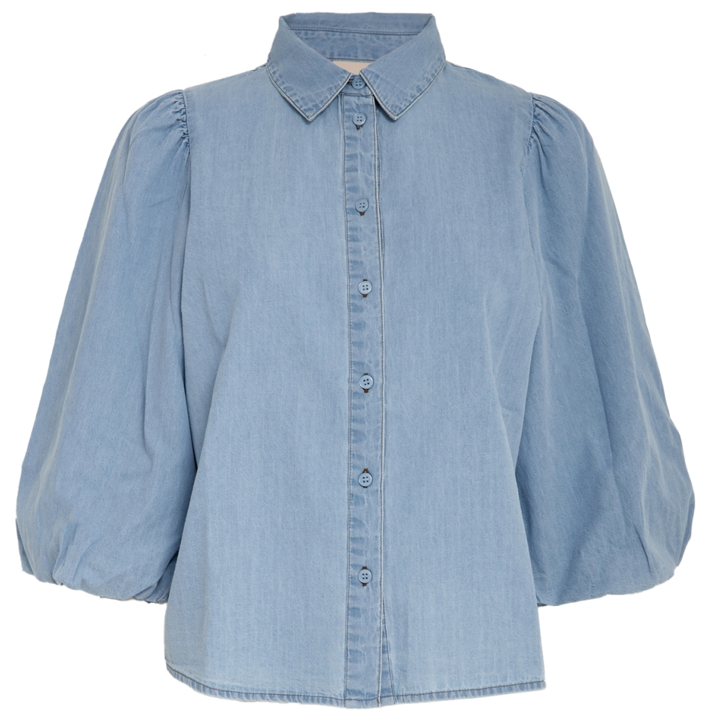PCNuisa Puff Sleeve Shirt mb denim