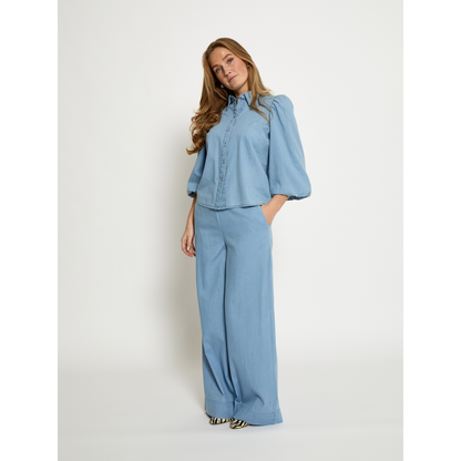 PCNuisa Puff Sleeve Shirt mb denim