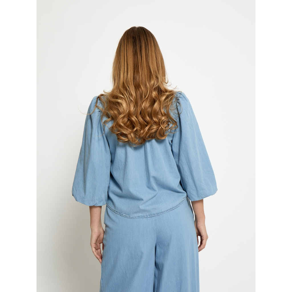 PCNuisa Puff Sleeve Shirt mb denim