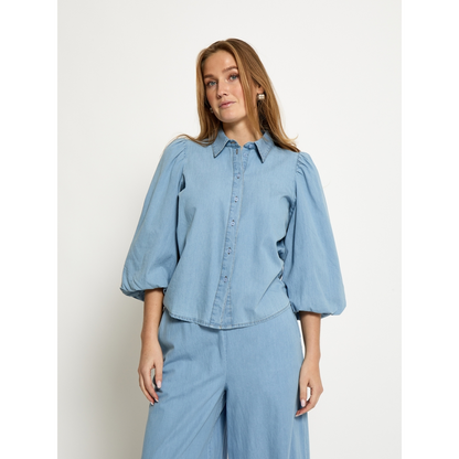 PCNuisa Puff Sleeve Shirt mb denim
