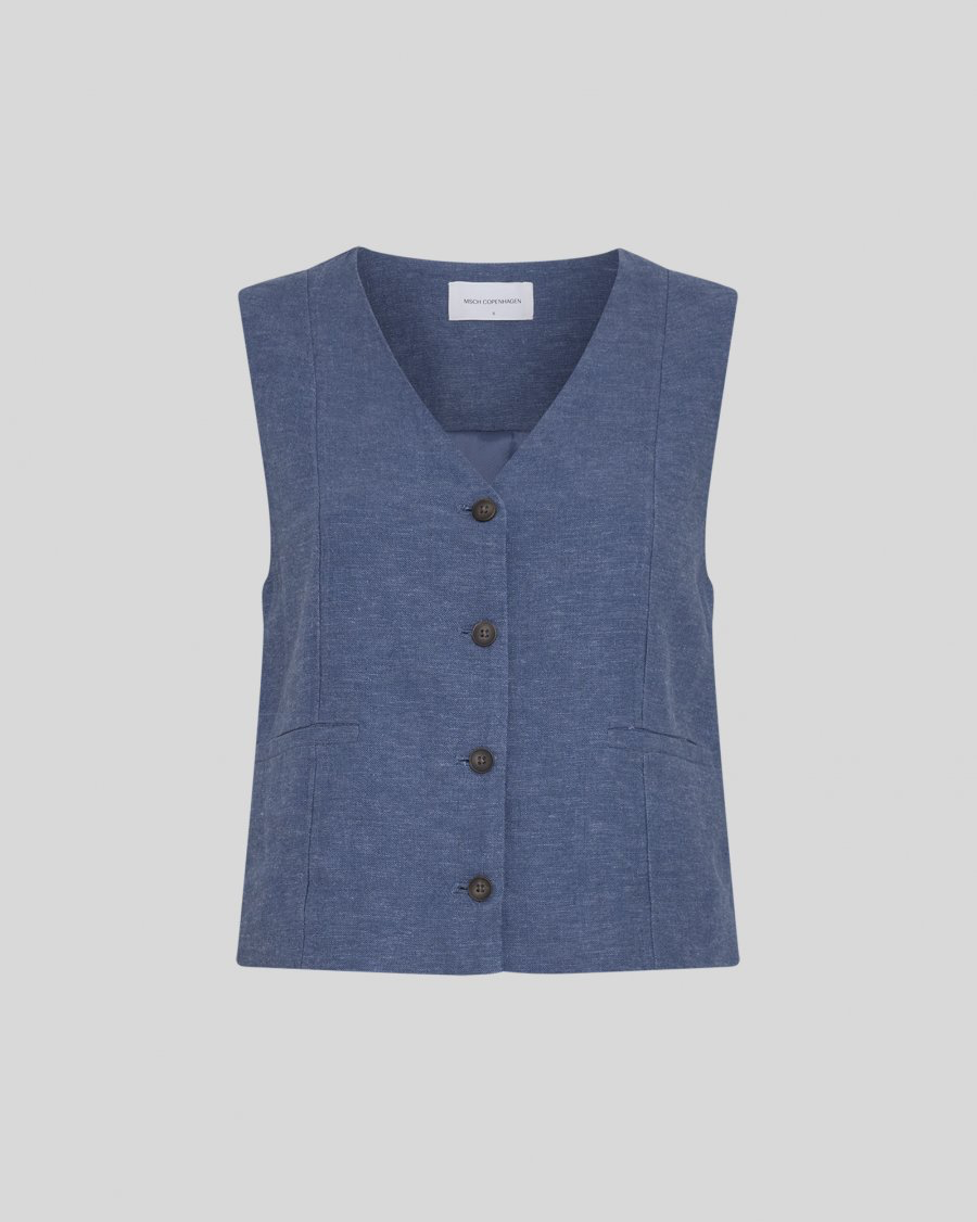 MschViana Ginia V-Neck Waistcoat indigo