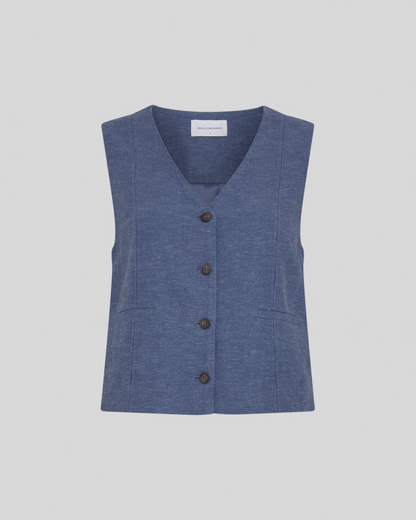MschViana Ginia V-Neck Waistcoat indigo