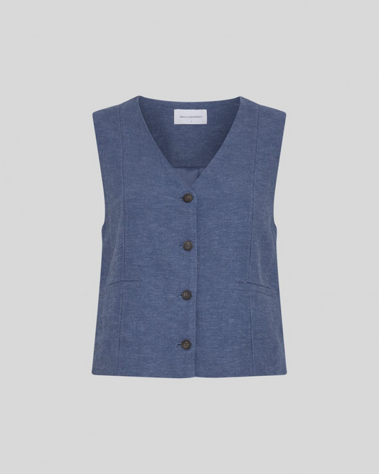 MschViana Ginia V-Neck Waistcoat indigo