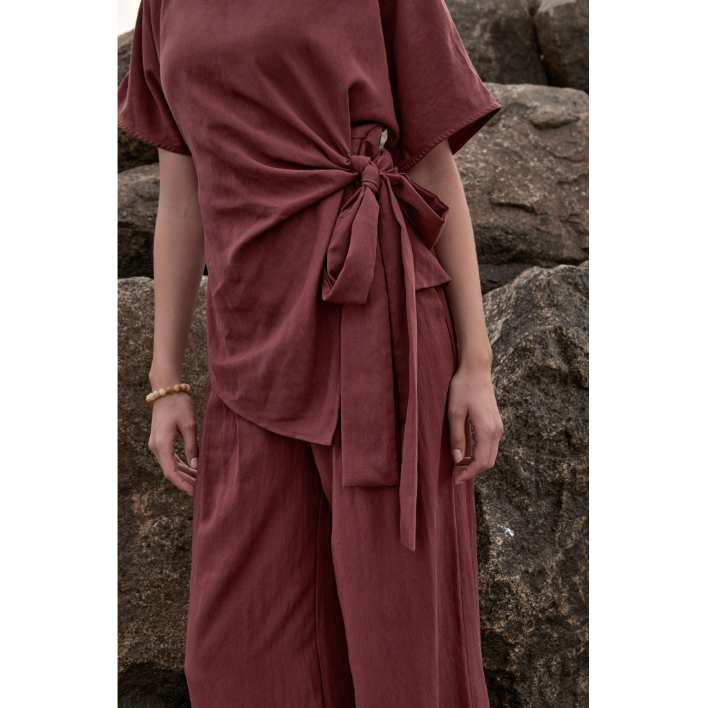 PCRebecca Wide Pant maroon red