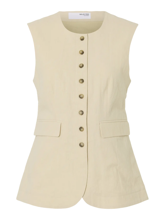Iluna Buttoned Pocket Vest Sandshell