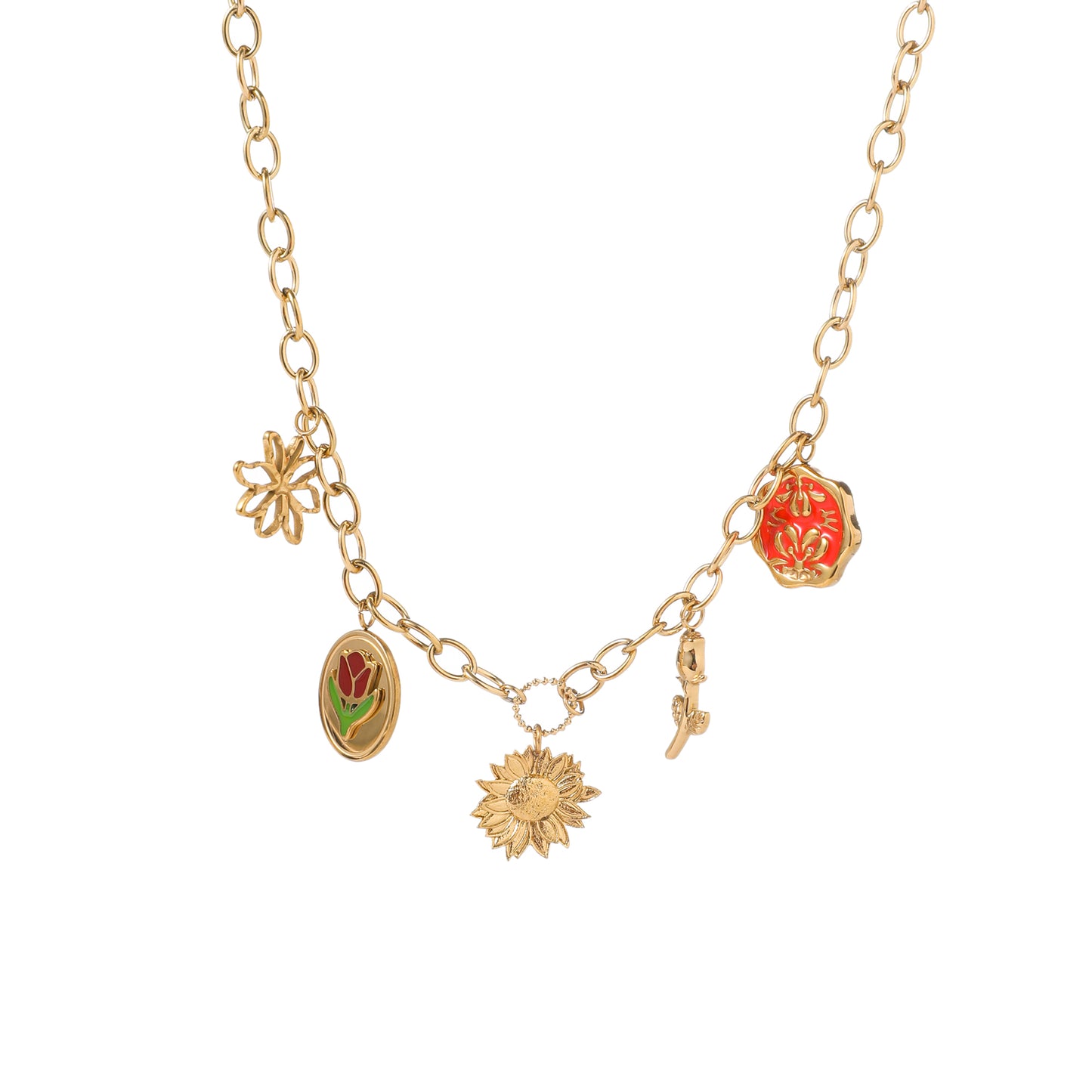 Ketting Flower Charms N5354-2