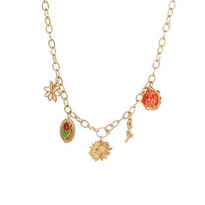 Ketting Flower Charms N5354-2