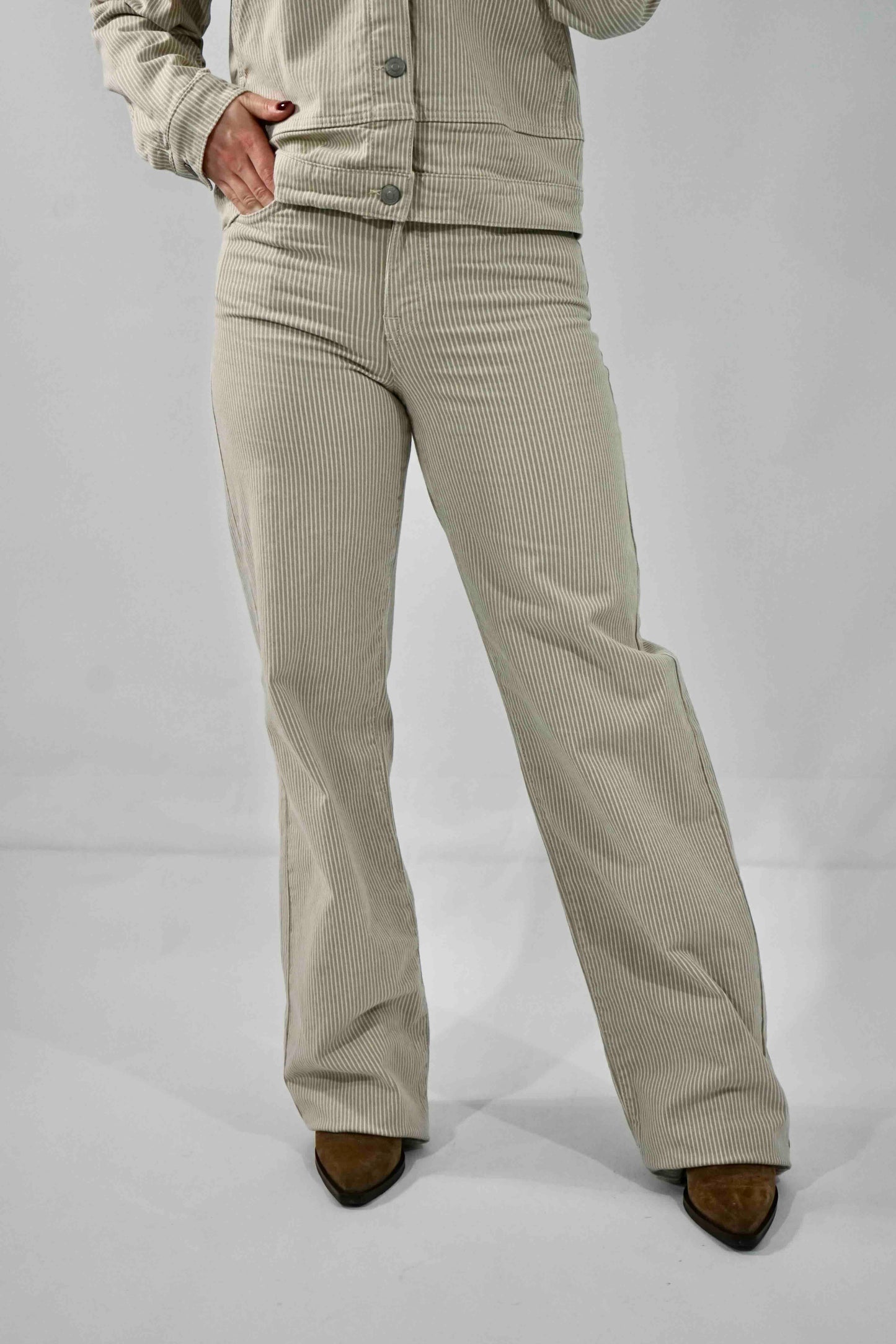 Alba Wide Jeans Beige Stripes