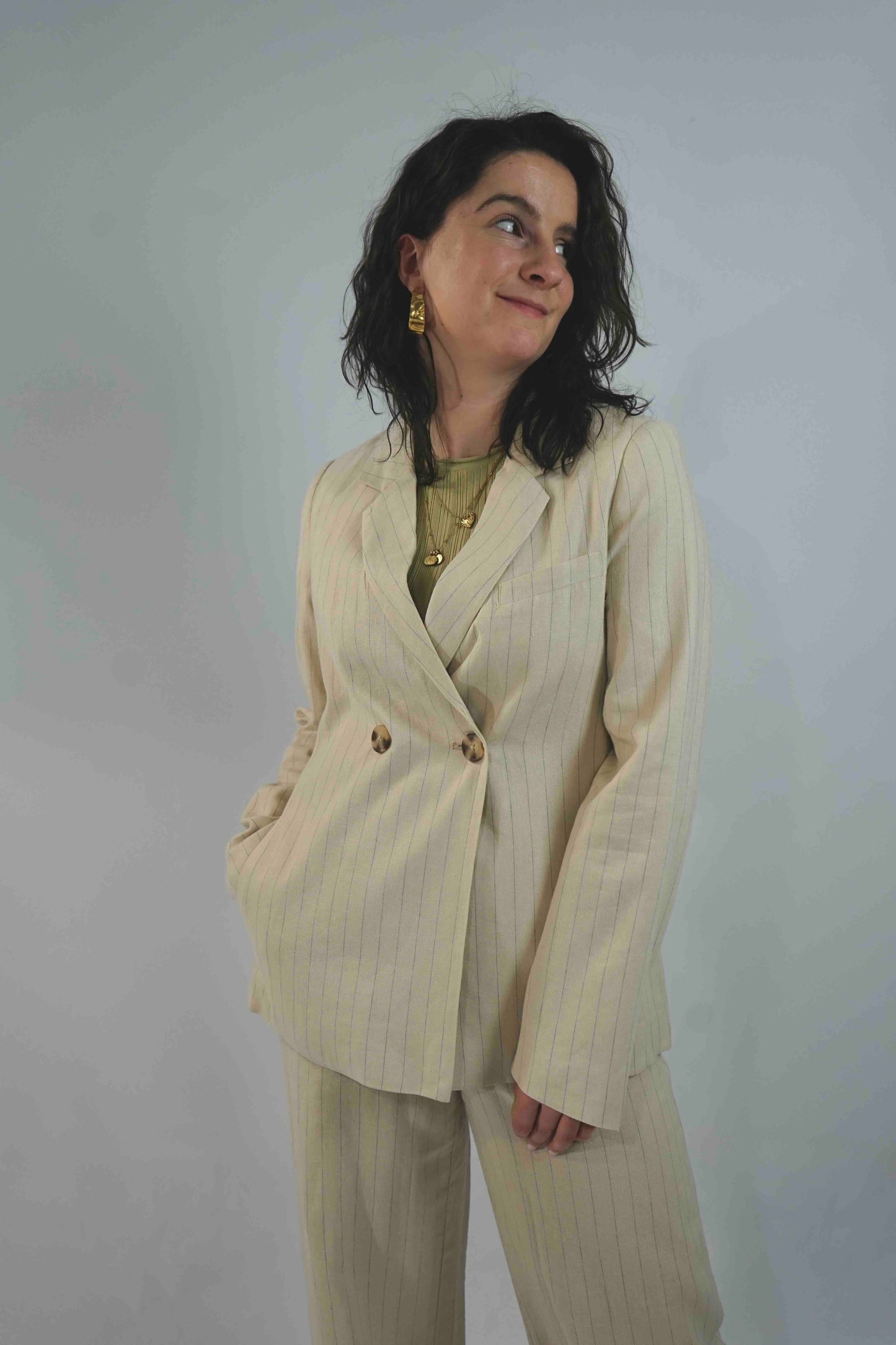 Lennon Blazer Linen Stripe