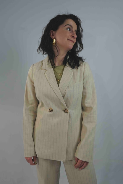Lennon Blazer Linen Stripe
