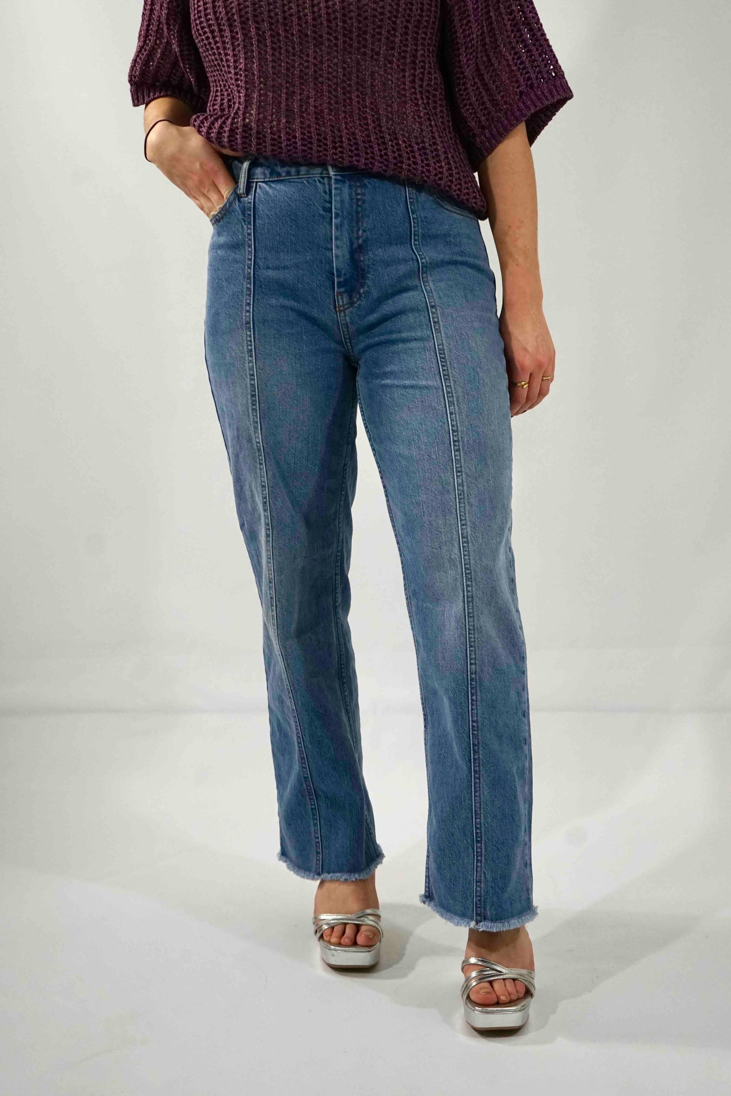 Eli Ada Straight Ankle Jeans Mid Blue Wash